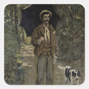 Sticker Carré Claude Monet   Homme avec parapluie, c.1868-69