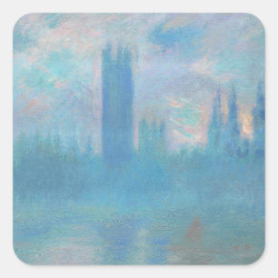 Sticker Carré Claude Monet House of Parliament Londres. Bleu