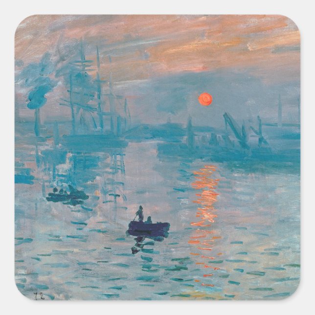Sticker Carré Claude Monet Impression Soleil Levant Français (Devant)