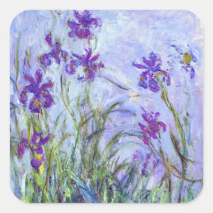 Sticker Carré Claude Monet - Iris Mauves / Iris Lilac