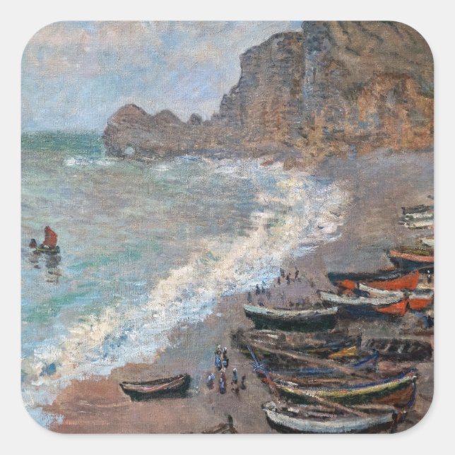 Sticker Carré Claude Monet - La plage d'Etretat (Devant)