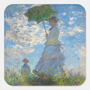 Sticker Carré Claude Monet - La Promenade, Femme avec un Parasol