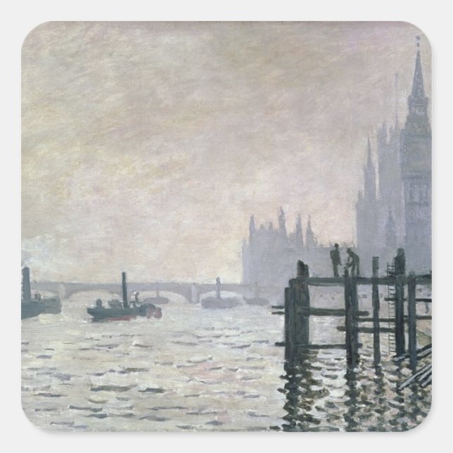 Sticker Carré Claude Monet | La Tamise sous Westminster (Devant)