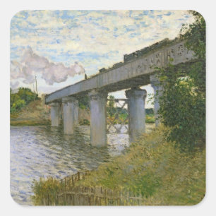 Sticker Carré Claude Monet   le pont de chemin de fer à