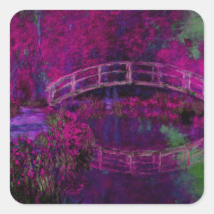 Sticker Carré Claude Monet Le pont Japanes violet