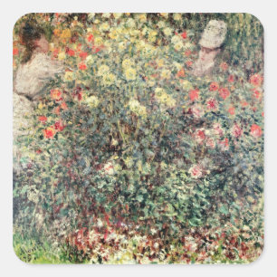 Sticker Carré Claude Monet   Les femmes dans les fleurs, 1875