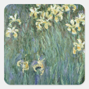 Sticker Carré Claude Monet   les iris jaunes