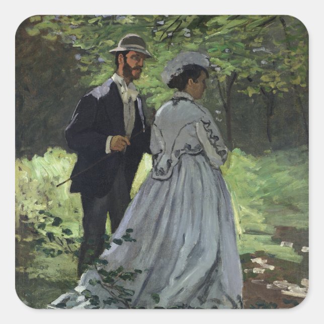 Sticker Carré Claude Monet | Les Promeneurs, Bazille, Camille (Devant)