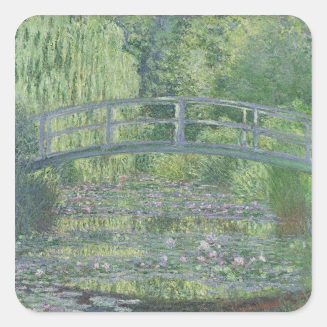 Sticker Carré Claude Monet | L'étang Nénuphar : Harmonie verte (Devant)