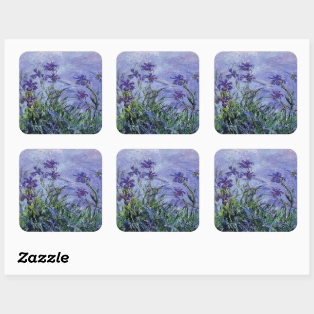 Sticker Carré Claude Monet Lilac Irises (Feuille)
