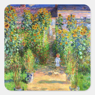 Sticker Carré Claude Monet : Monet's Garden at Vétheuil