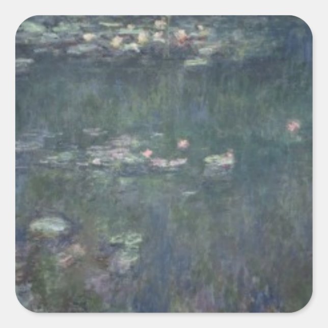 Sticker Carré Claude Monet | Nénuphars : Réflexions vertes (Devant)