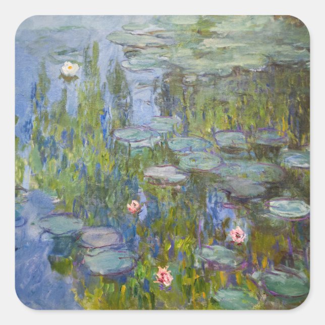 Sticker Carré Claude Monet Nymphéas 1915 Art Impressionniste (Devant)