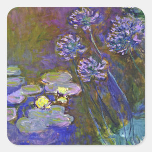 Sticker Carré Claude Monet Nymphéas Agapanthes