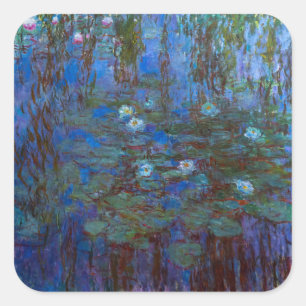 Sticker Carré Claude Monet - Nymphéas bleus