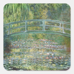 Sticker Carré Claude Monet Pont Japonais Art Nymphéa
