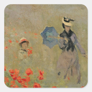 Sticker Carré Claude Monet   Poppies sauvages, près d'Argenteuil