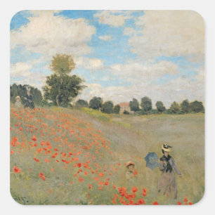 Sticker Carré Claude Monet Poppies sauvages, près d'Argenteuil