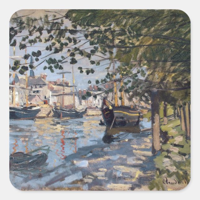 Sticker Carré Claude Monet | Seine à Rouen, 1872 (Devant)