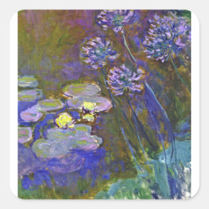 Sticker Carré Claude Monet Water Lilies Agapanthus