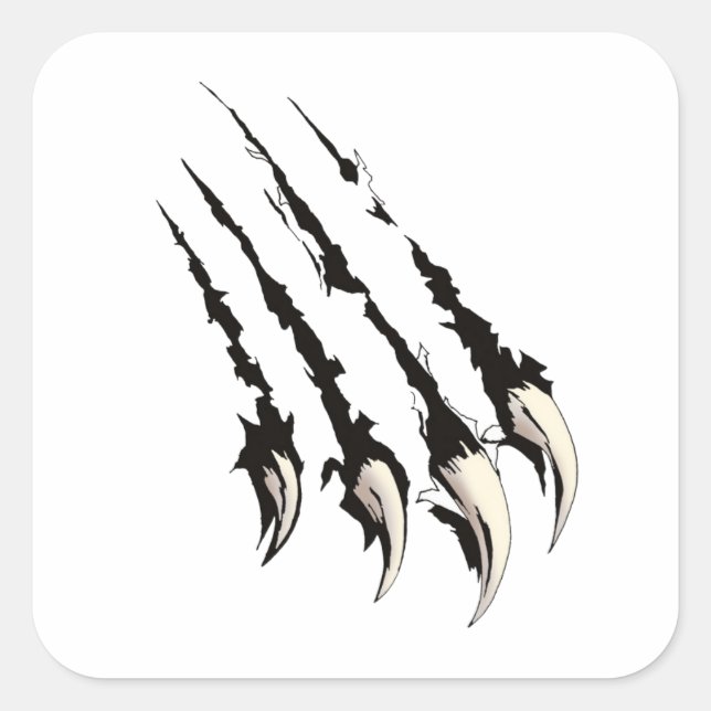 Sticker Carré Claw Scratch - Mystérieux animal (Devant)