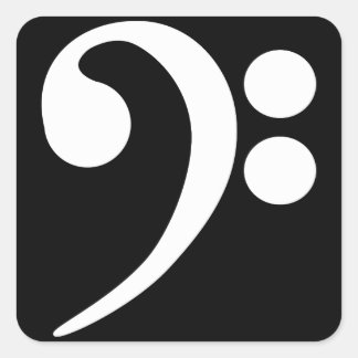 Sticker Carré Clé de basse blanche