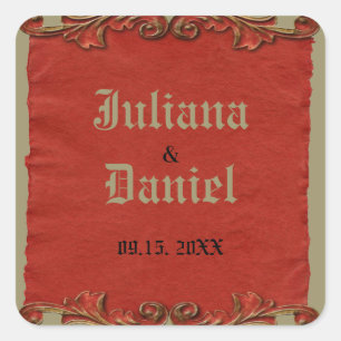 Sticker Carré Clé de squelette gothique vintage rouge pour save 