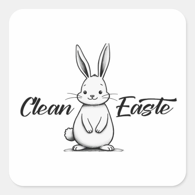 Sticker Carré Clean Easter – Minimal Bunny Design - Autocolante (Devant)