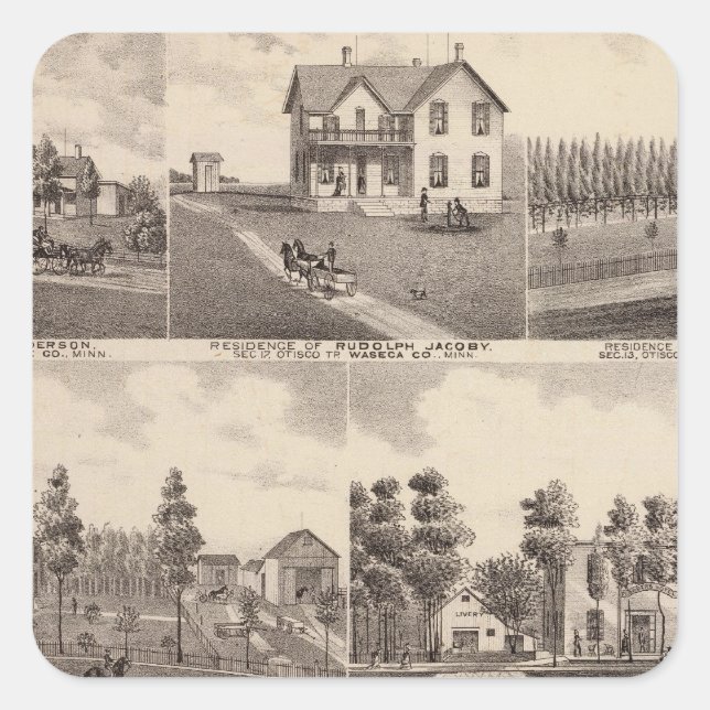 Sticker Carré Clear Lake, Waseca, Minnesota (Devant)