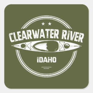 Sticker Carré Clearwater River Idaho Kayak