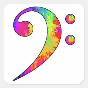 Sticker Carré Clef basse colorée