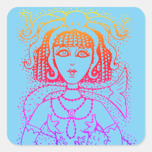 STICKER CARRÉ CLEOPATRA OCTOPUS MERMAID, IMAGINAIRE GOTH SIREN