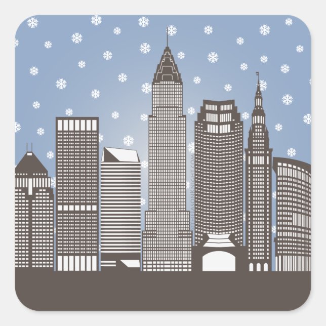 Sticker Carré Cleveland Snowflakes (Devant)