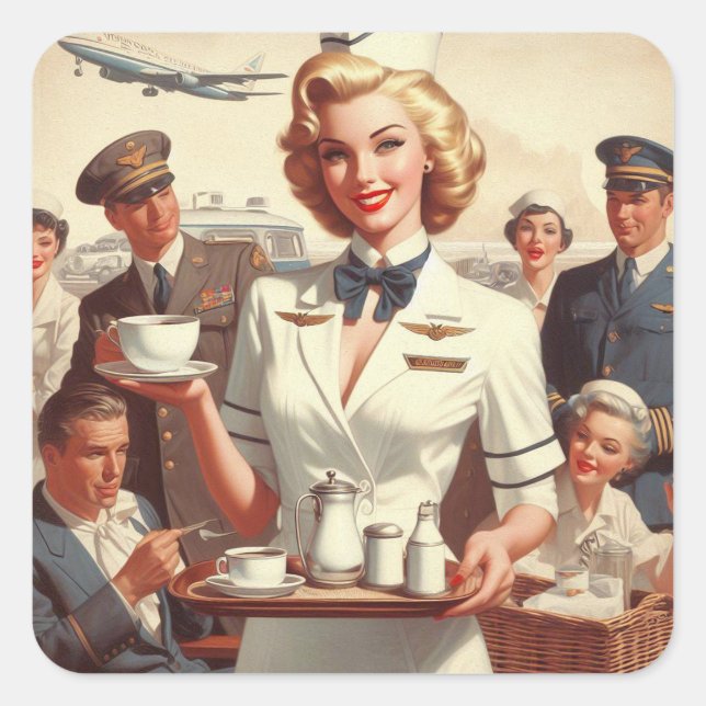 Sticker Carré Clin de stadier vintage (Devant)