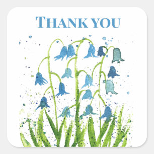 Sticker Carré Cloches de Blue Floral Mariage Enterrement de vie