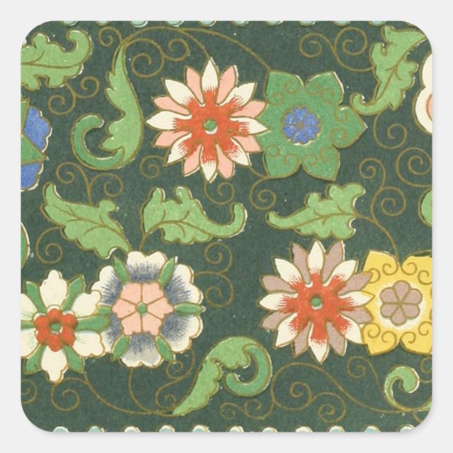 Sticker Carré Cloisonne Chine Patter Asiatique Oriental (Devant)