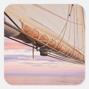 Sticker Carré Close-up of Sail and Ropes Maine