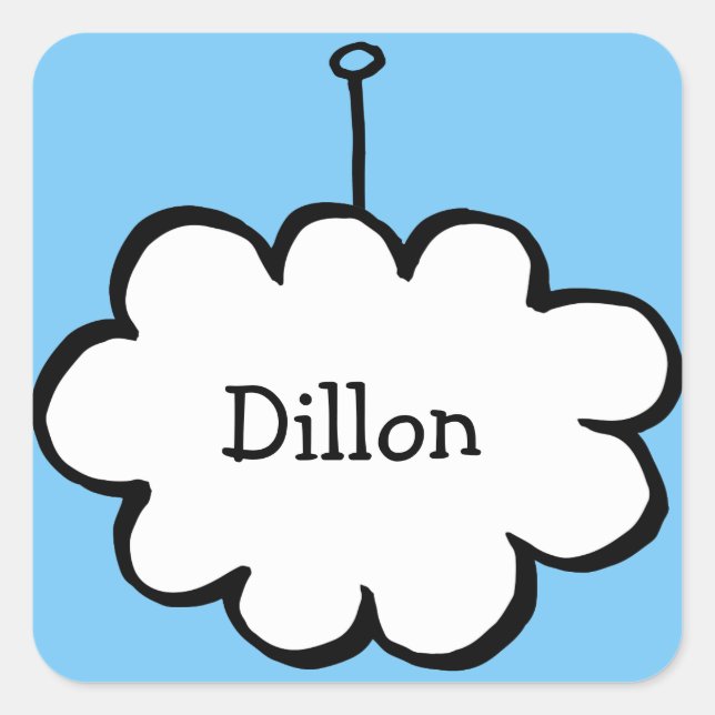 Sticker Carré Cloud personnalisé sur une chaîne (Devant)