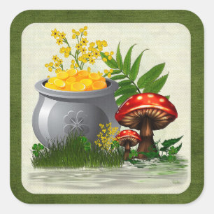 Sticker Carré Clover Trail Whimsical Folk Art