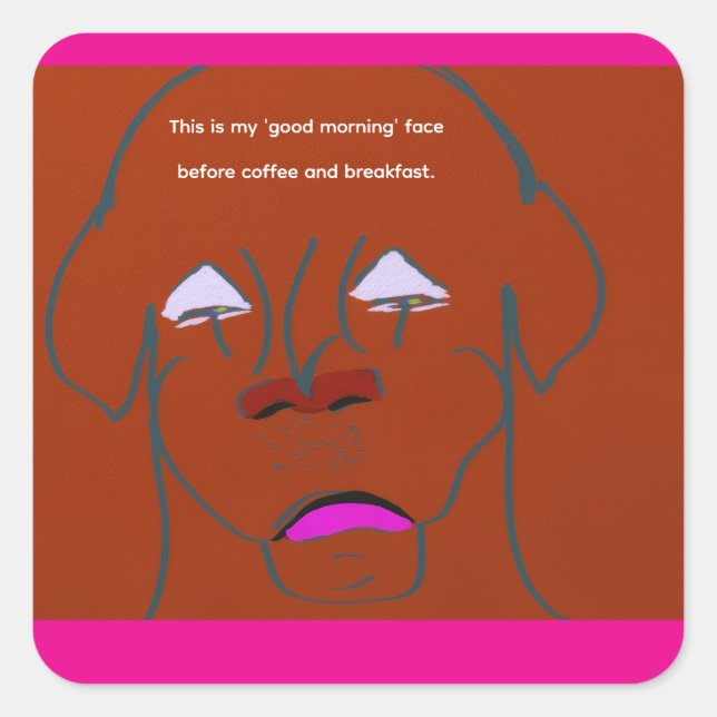 Sticker Carré Clown-Faced Dog Cartoon Sketch (Devant)