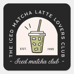Sticker Carré Club amoureux matcha glacé matcha latte besties as