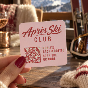 Sticker Carré Club Après-Ski Rose Rouge Enterrement de Vie de Je