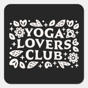 Sticker Carré Club de amateurs de yoga groupe d'amis yogi