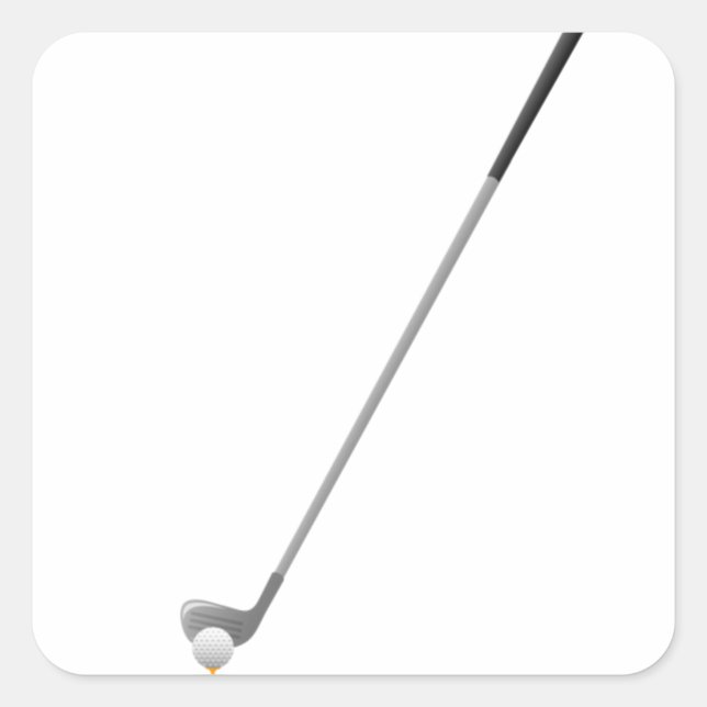 Sticker Carré Club de golf et Ball sur l'autocollant carré (Devant)