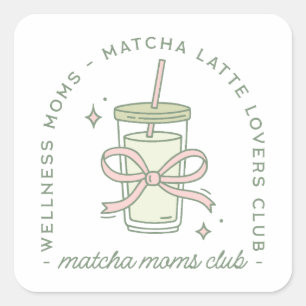 Sticker Carré Club de mères matcha esthétique de bien-être
