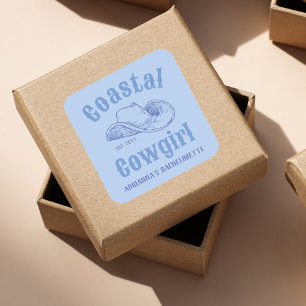 Sticker Carré Club de plage Coastal Cowgirl Bachelorette