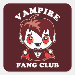 Sticker Carré Club Fang   Pun Drôle Et Vampire Mignons