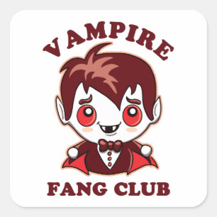 Sticker Carré Club Fang   Pun Drôle Et Vampire Mignons