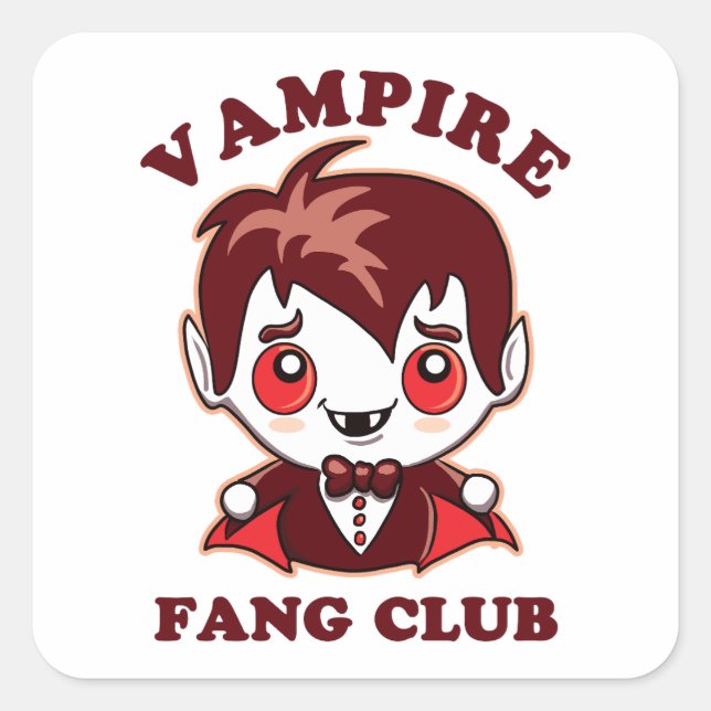 Sticker Carré Club Fang | Pun Drôle Et Vampire Mignons (Devant)