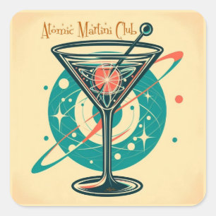 Sticker Carré Club Space Age Martini Atomique